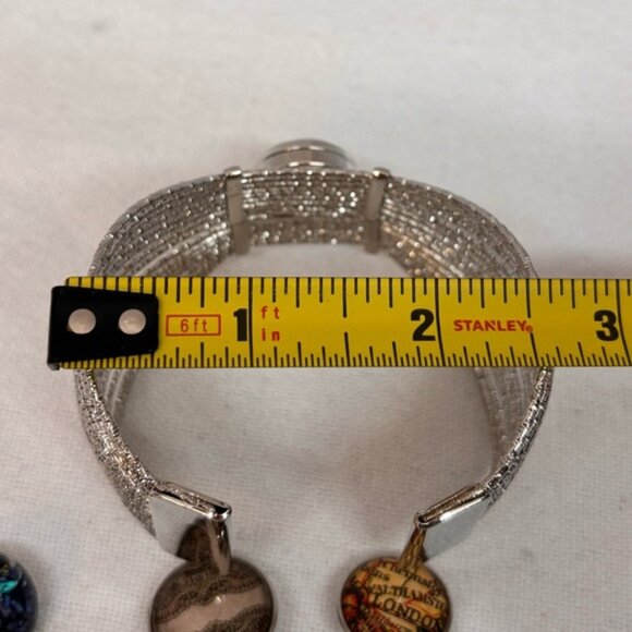 Fan Design SilverTone Bracelet with Five Interchangeable Medallions - Picture 1 of 11